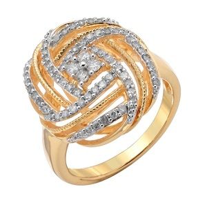 Diamond 14k Gold Plated Silver Ring